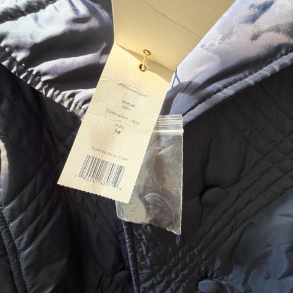 Tory Burch Jordana Dark Navy Quilted Coat 14 - Picture 4 of 8